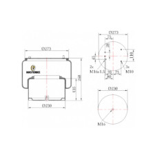 Пневмоподушка DAF 3  шпильки 2воздух 836MB (з металевим стаканом) (Masterbee)
